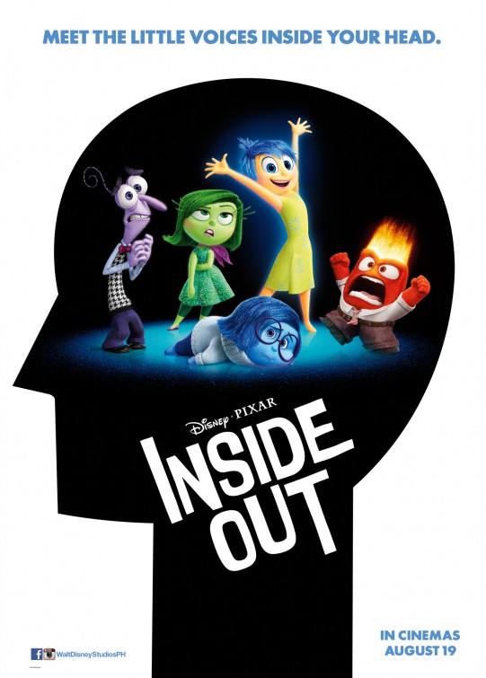 Inside Out poster featuring five emotions within the silhouette of a head